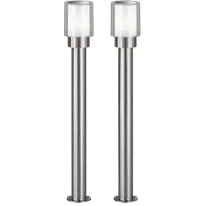 2x Stehleuchte, Edelstahl, silber, weiß, H 80 cm