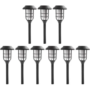 9er Set LED Solarleuchten, Erdspieß, schwarz, H 43 cm