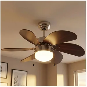 etc-shop Deckenventilator, Deckenventilator 3 Stufen Vor-Rücklauf Deckenlampe LED Holz silber günstig