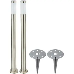2er Set LED Edelstahl Stehleuchten, H 110 cm