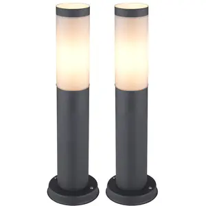 2er Set RGB LED Sockelleuchte, Edelstahl anthrazit, H 45 cm
