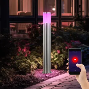 RGB LED Stehleuchte, Edelstahl, H 80 cm, App- und Sprachsteuerung