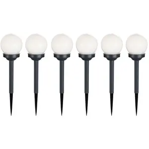 6er Set LED Solar Steckleuchten, Kugel Design, H 39 cm