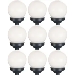 9er Set LED Solarkugel weiß, Erdspieß, DxH 10x38 cm