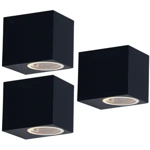 3er Set Außenwandleuchten aus ALU in schwarz VT-7651