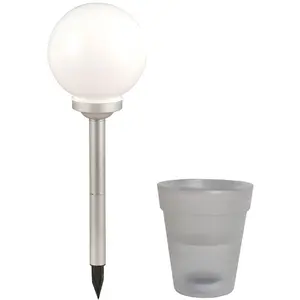 2er Set LED Solar Steckleuchte und beleuchteter Blumentopf
