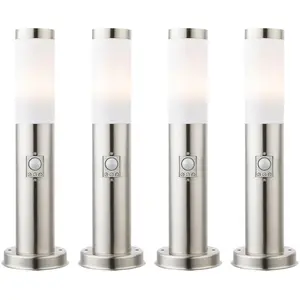 ETC-SHOP 4er Set Stehleuchte, Edelstahl silber, H 45 cm günstig