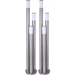 ETC-SHOP 2er Set Stehlampe, Edelstahl silber, 3-Säulen, H 170 cm günstig
