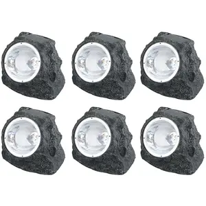 ETC-SHOP 6er Set Solar Gartenstrahler in Steinoptik grau günstig