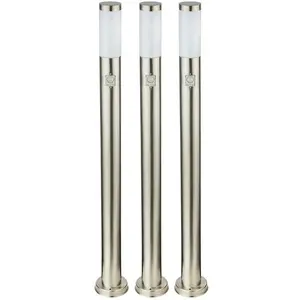 3er Set Außen Stehlampen, Bewegungsmelder, Edelstahl