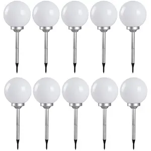 10er Set LED Solar Steckleuchten, Kugelform, 30 cm, SOLAR