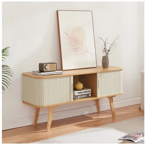 [en.casa] en.casa TV-Schrank »Tysvær« mit 2 Schiebetüren 120 x 40 x 58 cm Bambus/Cremeweiß günstig