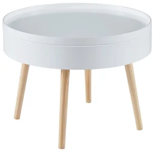 en.casa Couchtisch, »Bongard« Ø60 x 45 cm in glatter Optik rund Weiß günstig