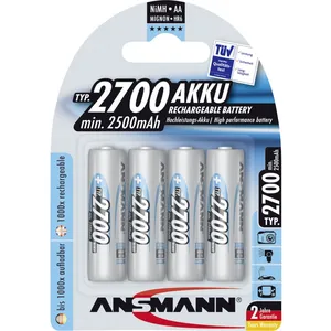 Ansmann Blister 4 X Accu, AA, 2700mAh, AA / HR6, Nickel-Metallhydrid (NiMH), 1,2 V, 2700 mAh, Blau, 125 mm