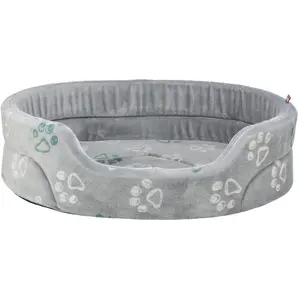 Trixie Jimmy Soft bed, soft plush, oval, 75 × 65 cm, light grey (Hund, Katze), Hundebett + Katzenbett günstig