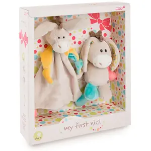Nici Kuscheltier + Bettdecke Esel Muli Mit Nachricht Teddy 18 Cm