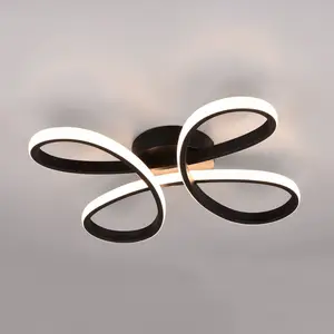 TRIO LED-Deckenleuchte Fly, schwarz matt, 3.000 K, 40 cm x 40 cm günstig