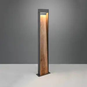 LED-Wegeleuchte SALMON, Holzoptik, Höhe 100 cm Metall, IP44