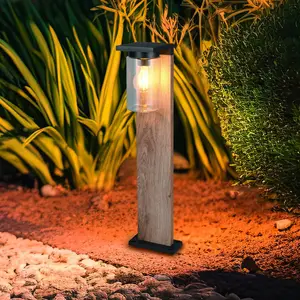Wegeleuchte ARDILA, Holzoptik, Höhe 65 cm, Metall/Glas, IP44