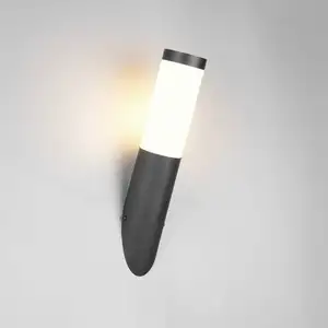 Außenwandlampe Trioto, schwarz matt, Höhe 39 cm, Edelstahl