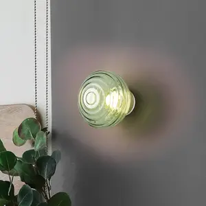 LED-Akku-Wandleuchte Earl, messing/grün, Glas, Ø 15,5 cm günstig
