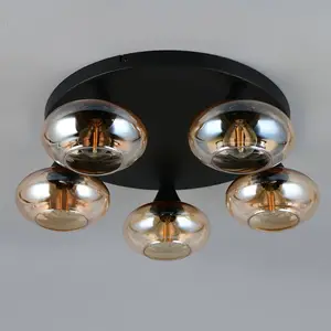 Deckenleuchte Divina, amberfarbig, Ø 49 cm, 5-flammig, Glas günstig