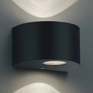 Runde LED-Außenwandleuchte Rosario, schwarz