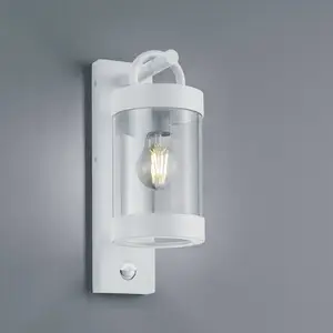 Außenwandlampe Sambesi, weiß, Sensor, Aluguss