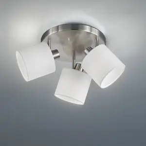 Deckenstrahler Tommy, nickel/weiß, Ø 25 cm, 3-flg. Stoff günstig