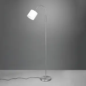 Stehlampe Tommy, nickel/weiß, Höhe 130 cm, Metall/Stoff günstig