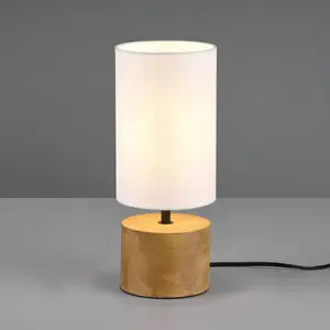 Reality Tischleuchte Woody, Holz/Textil, Zylinder, weiß günstig