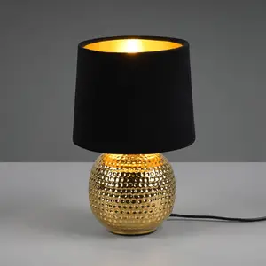 Reality Tischleuchte Sophia mit Keramikfuß, schwarz/gold günstig
