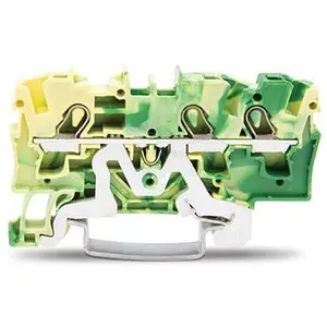 Wago DIN-Schienenklemme 3 x 4 mm2 grün/gelb, Elektronikzubehör + Gehäuse, Grün, Gelb