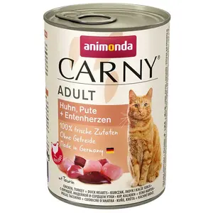 Animonda Carny Adult Geschmack Huhn Pute Entenherzen Nassfutter Für Katzen 400g