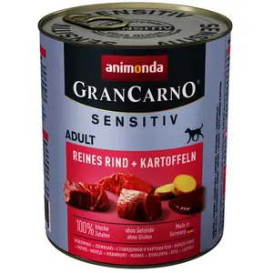 Animonda Gran Carno Sensitiv Nassfutter Für Hunde Mit Reinem Rindfleisch Und Kartoffeln 800g