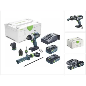 Festool QUADRIVE TDC 18/4 5,2/4,0 I-Set, Elektrischer Schraubendreher, Pistolengriff, Schwarz, Blau, 3600 RPM, 500 RPM, 800 RPM