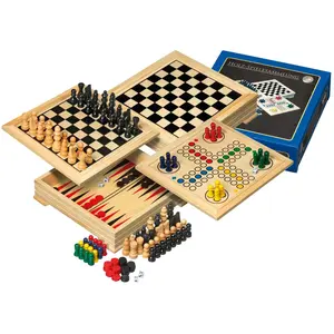 Philos Holz Spielesammlung Reise Schach, Dame, Backgammon, Würfeln günstig