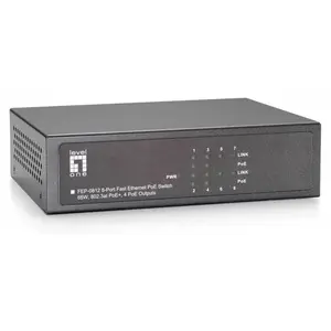 LevelOne 8-Port-Fast Ethernet-PoE-Switch, 4 Ports RJ45, 4 Ports RJ45 P...