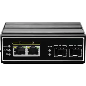 LevelOne Switch 4 Port Gigabit PoE DIN-Rail,-40°C to 75°C (4 Ports), Netzwerk Switch, Schwarz