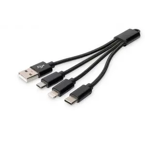 Digitus 3-in-1 Ladekabel, USB-A 2.0 > Lightning + USB-C + Micro-USB