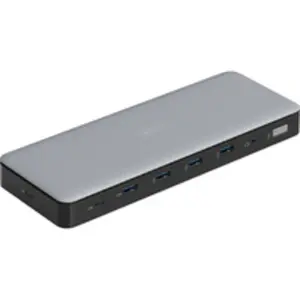 Digitus USB-C Docking Station, 13-Port, Kabelgebunden, USB 3.2 Gen 2 (3.1 Gen 2) Type-C, 1.4/2.2, 10,100,1000 Mbit/s, Schwarz, Grau, 10 Gbit/s