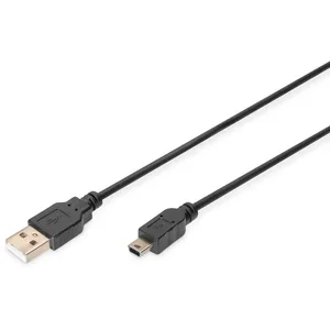 Digitus USB 2.0 Anschlusskabel, Typ A - mini B (5pin) St/St, 1.8m, USB 2.0 konform, sw