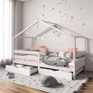 Idimex Hausbett ENA, 90 x 190 cm aus Massivholz, Weiß - Kinderbett in ... günstig