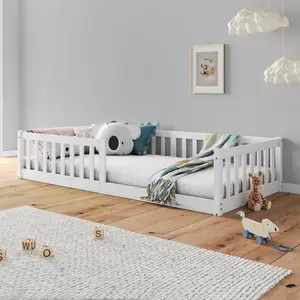 Idimex Bodenbett GUSTAVO mit Rausfallschutz Kiefer Massiv - weiß 90 x ... günstig
