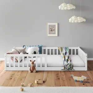 Idimex Bodenbett GUSTAVO mit Rausfallschutz Kiefer Massiv Weiß 90 x ... günstig