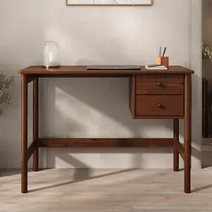 IDIMEX Schreibtisch MARLO aus Massivholz, Kastanie farben Holzschreibtisch mit 2 Schubladen, Homeoffice Tisch mit Stauraum, minimalistisches Design günstig