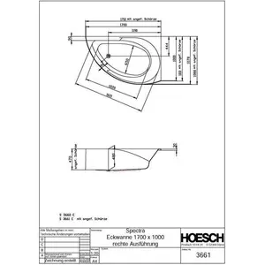 Hoesch, Badewanne, Eck-Badewanne SPECTRA re 1710x1010x480mm we (200 l, 171 cm, 101 cm) günstig