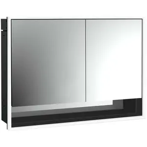 emco loft Lichtspiegelschrank mit Unterfach, 1000mm, 2 Türen, Unterputzmodell, schwarz/spiegel, 979813517 günstig