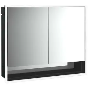 emco loft Lichtspiegelschrank mit Unterfach, 800mm, 2 Türen, Unterputzmodell, schwarz/spiegel, 979813507 günstig