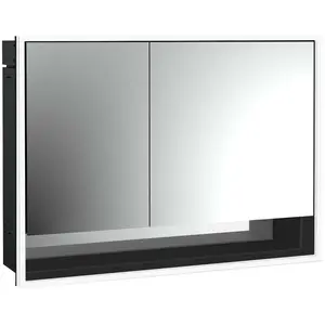 emco loft Lichtspiegelschrank mit Unterfach, 1000mm, 2 Türen, Unterputzmodell, schwarz/spiegel, 979813515 günstig
